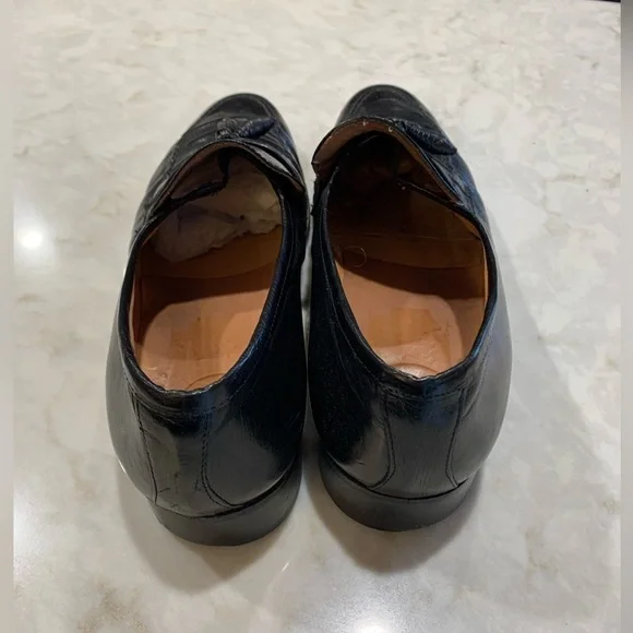 Vintage Black Leather Tassel Slip On Loafers Dress Shoes Sz 9.5 - Picture 6 of 7